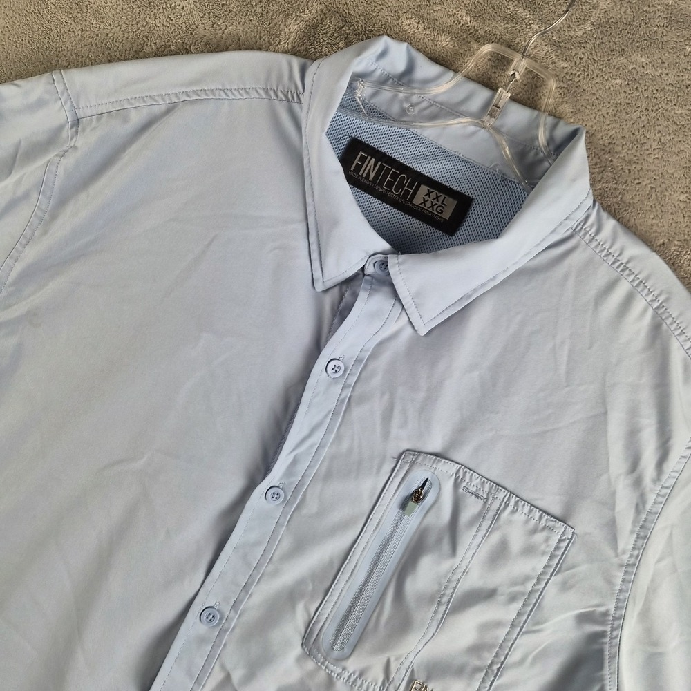 Fintech Shirt Mens XXL Light‎ Blue Vented Stretch Long Sleeve Outdoor Fishing